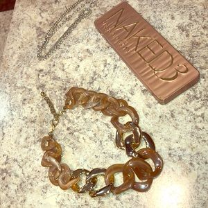 Light tortoise, brown & gold chunky short necklace